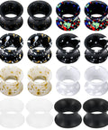 Multiple Silicone Ear Gauges Tunnels Plugs For Ears 10mm 00G Black Invisible Stretching Kit For Women Men Plastic Rubber Expander