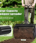 24 Inch Compost Spreader And 23 Gallon Lawn Roller 2 In 1 Combo Kit with shared mounting frame on lawn