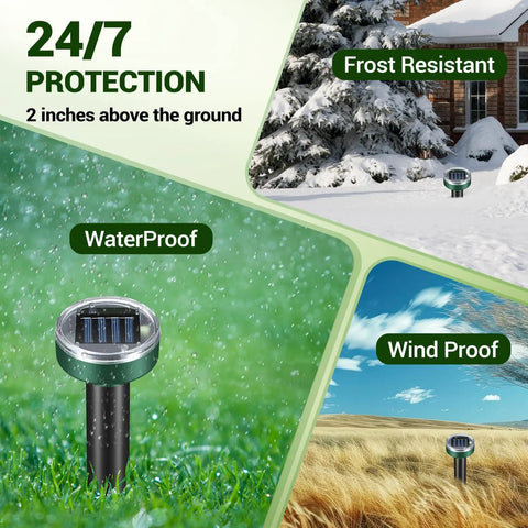 Solar Powered Sonic Mole Gopher Vole And Rodent Repellent Stakes For Lawn And Garden Outdoor Waterproof Deterrent Spikes