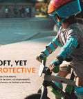 Child wearing Kid Friendly Knee And Elbow Pad Set With Pro Grade Bike Gloves For Ages 2-11 All Day Fun Flexible Impact Resistant Protective Gear
