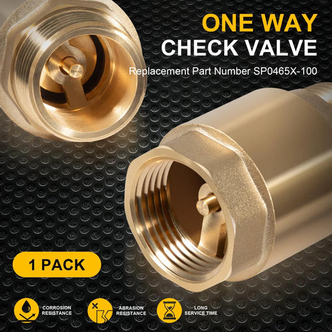 Brass one-way check valve, 1-inch NPT male inlet and 1-inch FNPT outlet; 1-pack