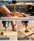 Slay Your Drilling Game With This 6-Piece Titanium HSS Bit Set Featuring Serrated Twist Design For Rapid Chip Removal And Split Point Precision On Metal And Wood Projects Perfect For Hand Tools, sheet drilling and wood hole enlarging
