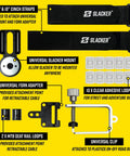 MTB Sag Tool Pro Digital Suspension Tuning Kit components including cinch straps, fork adapter, seat rail loops, adhesive loops, and clip.