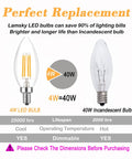 Comparison of 4W LED bulb and 40W incandescent showcasing Dimmable E14 LED Bulbs 110V 400LM 40W Equivalent Warm White 3000K.
