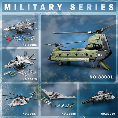 CH-47 Military Helicopter Building Set For Adults And Kids, detailed model kit in green with realistic cockpit and rotor blades