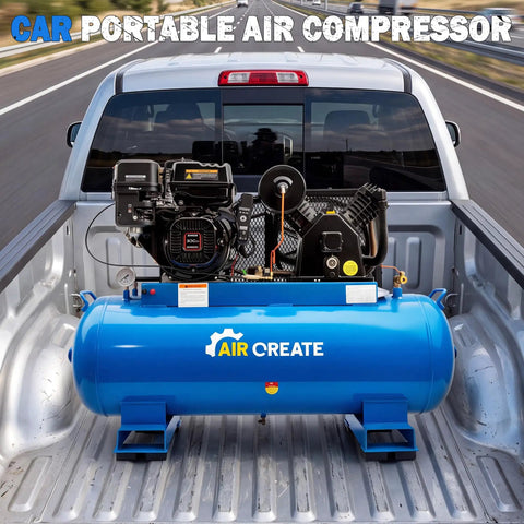 Heavy Duty 9HP Gas Air Compressor With 40 Gallon ASME Tank. High Performance 21 CFM Flow At 175 PSI For Jobsite Demands. Features Electric Start, 302CC Engine, Two Cylinder Pump Head, Dual Tank Design, And Powerful Output Port For Heavy Tools