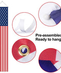 Patriotic Outdoor Door Decorations With 14 By 72 Inch Hanging Stars And Stripes Banners Two Piece With Rod And String Included
