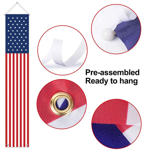 Patriotic Outdoor Door Decorations With 14 By 72 Inch Hanging Stars And Stripes Banners Two Piece With Rod And String Included