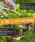 Lightweight 21V Cordless Hedge Trimmer And Grass Shears 2In1 Battery Powered Pruner Include Charger No Strings Attached in use on shrubs.