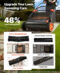 Heavy Duty Push Lawn Sweeper With 30 Inch Wide Broom And 12 Cubic Foot Hopper Bag For No Sweat Grass And Leaf Pickup Across Big Lawns Patios Sidewalks And Driveways in use on pavement.