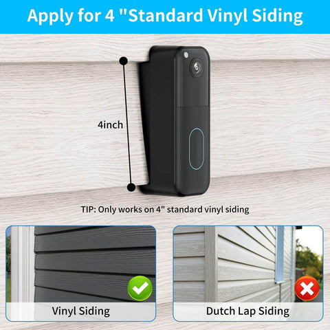 Vinyl Siding Mount For All New 2nd Gen Video Doorbell Camera, Adjustable Corner Wedge Kit For 4 Inch Standard Vinyl Siding, Black