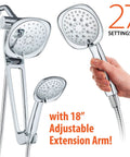 Next Level High Pressure Square 3 Way Luxury Spa Shower System with adjustable 18 inch extension arm, rain head, and handheld