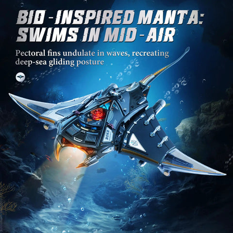 Manta Ray 3D Metal Puzzle Kit For Adults, bio-inspired mechanical model with planetary gear, underwater LED lights