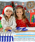 Children using Six Piece Craft Hole Punch Set With One Quarter Inch Punches For Scrapbooking And Card Making Includes Round Square Floral Heart Star And Triangle Shapes Totally Handy Lightweight Tool With Soft Grip Handles For Easy Binders And Tabs in a festive setting