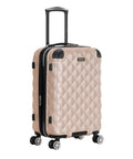 Diamond Tower Hardside Luggage With Expandable Design Rose Gold Finish Eight Wheel Spinner Travel Case Lightweight Twenty Inch Carry On