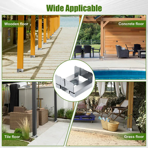 Built Tough 6x6 Post Base for Concrete, Galvanized Post Anchor Bracket Kit with 1 Inch Standoff, Adjustable Wood Post Bracket for Decks, Patios, Gazebos and Pergolas