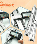 Slick Side Mount Drawer Slides Three Section Full Extension Cabinet Rails Beefy Alloy Steel Build measured with caliper.