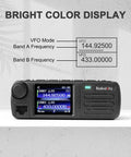 Front view of DB-25D Pro Dual Band DMR Mobile Radio With 20W Output, GPS APRS, UHF VHF, 500K DMR Contacts, bright color display