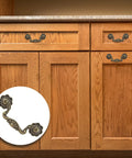 Wooden cabinets with Six Piece Set Of Vintage Drop Bail Drawer Pulls In Antique Bronze Finish, 3 Inch Hole Spacing And 4 Inch Total Length