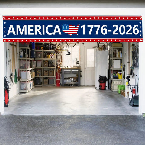 Oversized 120 By 20 Inch Patriotic Anniversary Banner 250th Celebration America 1776 2026 US Birthday Pride Outdoor Garage Decor