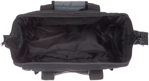Top view of Durable Electrician Tool Bag With Strap And 50 Pockets, Upright Non Collapsing Design, 20 by 9.5 by 14 inches