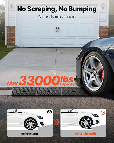Two Pack Heavy Duty Rubber Curb Ramp With 2 Inch Rise For Cars SUVs Trucks And Trailers, 15 Ton Load Capacity in use at driveway