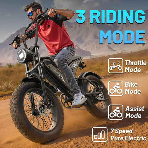 Solid Adult 20 Inch Fat Tire Electric Bike Dope Daily Ride on off-road trail demonstrating three riding modes.