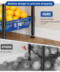 Ultra Sturdy 7 Tier Wire Shelving Unit With Basket Shelf And Wheels For Pantry Kitchen Or Office Storage Adjustable Shelves Waterproof And Rust Proof Metal Four Side Hooks For Ladles Towels And More 72 Inch Tall basket shelf with 2.76-inch anti-drop side for fruit storage