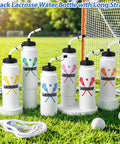 6 Pack Lacrosse Water Bottles With Extra Long Straws And Caps 1 Liter BPA Free Reusable Hydration Bottles on grass field