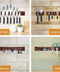 16 Inch Acacia Wood Magnetic Knife Strip Wall Mount For Kitchen Heavy Duty Knife Holder And Utensil Organizer with tools and keys