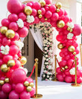 Hot Pink Balloons 154pc Set In 18, 12, 10, And 5 Inch Latex For A Lit Balloon Arch Kit And Garland, Magenta Pink Party Decor