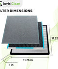 True HEPA And Activated Carbon Replacement Filter For Aura IC-5018 And Sensa IC-5120 Air Purifiers, dimensions shown