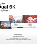 Top Shelf 12-In-1 Thunderbolt 5 Docking Station Featuring Integrated M.2 NVMe Bay Yields Dual 6K Outputs On Mac setup with laptop and dual displays.