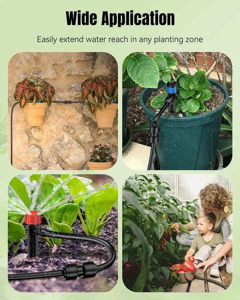 15 Piece Quick Connect Drip Irrigation Coupling Set For One Quarter Inch Tubing used in various gardening applications