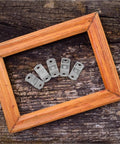Offset Canvas Clips 100 Pcs Metal Z Shape Brackets inside wooden frame on rustic surface