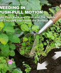 16.8 Inch Stirrup Hoe For Precise Raised Bed Weeding, Oscillating Push Pull Hula Hoe In Stainless Steel For Between Plants in use