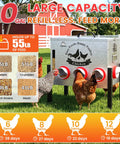 Built Tough 10 Gallon Metal Automatic Chicken Feeder with Eight Wide Ports and a Clear Acrylic Sight Window in use outdoors with chickens.