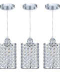3 Pack Crystal Pendant Light With Polished Nickel Finish And Opal Polyhedral Shade For A Modern Bar Vibe In Dining Room And Living Room Ceiling Fixture UL Listed E26 LED Ready Hardwired Dimmable With Optional Dimmer Sloped Ceiling Compatible