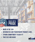Ultra Tough 55 To 60 Gallon Trash Bags 1.5 Mil Clear Liners 38 By 58 Inches Puncture Resistant Multipurpose Bags For Kitchens Warehouses And Recycling Great For Big Messes Heavy Duty Trash Bag Pack promotional image showing 'Made in USA' label and warehouse background.
