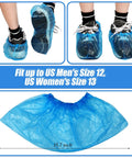 Stretchable Disposable Shoe Covers Grippy No Slip Booties Thick Durable Protection For Indoors Outdoors Blue One Size Fits Most Mens 12 Womens 13 Ideal For Medical Real Estate Construction Floors And Carpets