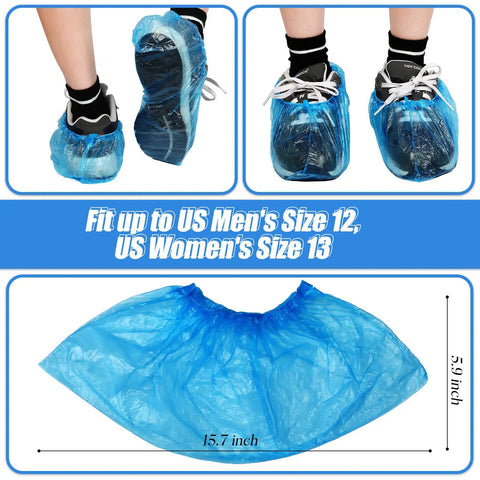 Stretchable Disposable Shoe Covers Grippy No Slip Booties Thick Durable Protection For Indoors Outdoors Blue One Size Fits Most Mens 12 Womens 13 Ideal For Medical Real Estate Construction Floors And Carpets