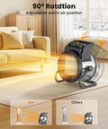 Portable 1500W PTC Ceramic Space Heater With Thermostat And 90 Degree Adjustable Angle in a living room