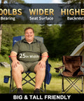 Heavy Duty Camping Chairs 2 Pack With 500 Lbs Capacity, Folding Lawn Chairs with wide seat in outdoor setting near tent
