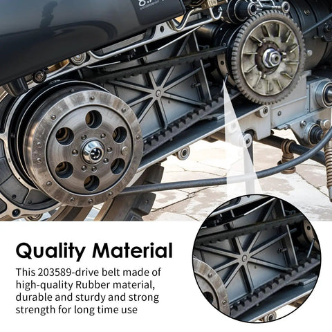 Close-up view of installed drive belt on go-kart, showcasing durability and smooth power transfer for racing and drifting.
