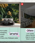Island Vibe Tropical Jungle Banana Leaf Wall Mural For Living Room Not Peel And Stick 7 Panel Wallpaper Set, premium vs others