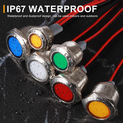 Top Tier Hella Rugged Badass Led Indicator Light 19Mm 3/4 Inch Red 12V 24V Ac Dc Metal Signal Panel Lamp Ip67 Waterproof Flat Head 8 Inch Cable For Truck Home Rig