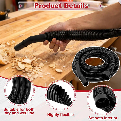 Person holding Two And A Quarter Inch Shop Vac Hose Extension, Ten Foot Cuff With 2.25 Inch Connection, Fits Most Major Brands Like Craftsman