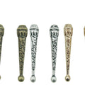 Replacement End Caps for Bolo Ties, 6 Piece Set, 2.05 Inch Long, Engraved Zinc Alloy Tips, 0.5mm Hole, 3 Color Mix, Leather Strap Ready, Dress Up Your Western Accessory; six engraved caps in mixed finishes