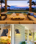Two Pack Outdoor Wall Sconces With Hammered Metal Shade And Gold Interior, Anti Rust Waterproof Black Exterior Barn Lights For Porch