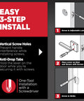 Easy 3-step install infographic for Interior Privacy Door Lever With Lock For Bedroom And Bathroom Matte Black Reversible Keyless Turn Lock No Sag Lever Microban Protection Durable Finish Easy Install